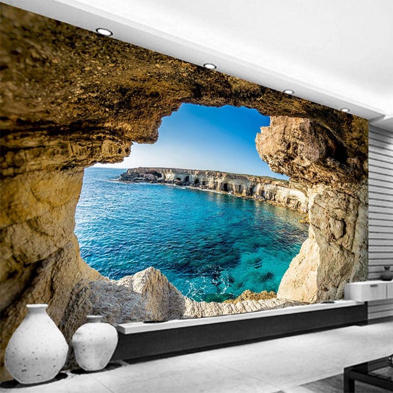 3D Wallpaper Mystery Cave Seascape SKU# WAL0235
